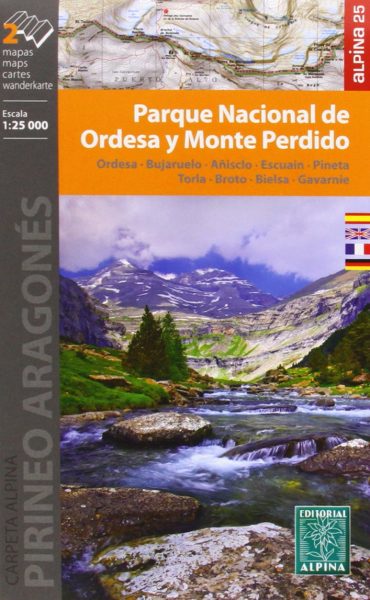 Parque Nacional de Ordesa y Monte Perdido. 2 mapas. Escala 1:25.000. Ordesa, Bujaruelo, Añisclo, Escuáin, Pineta, Torla, Broto, Bielsa, Gavarnie.